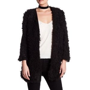 Vertigo fuzzy knit cardigan black sweater coat pockets small